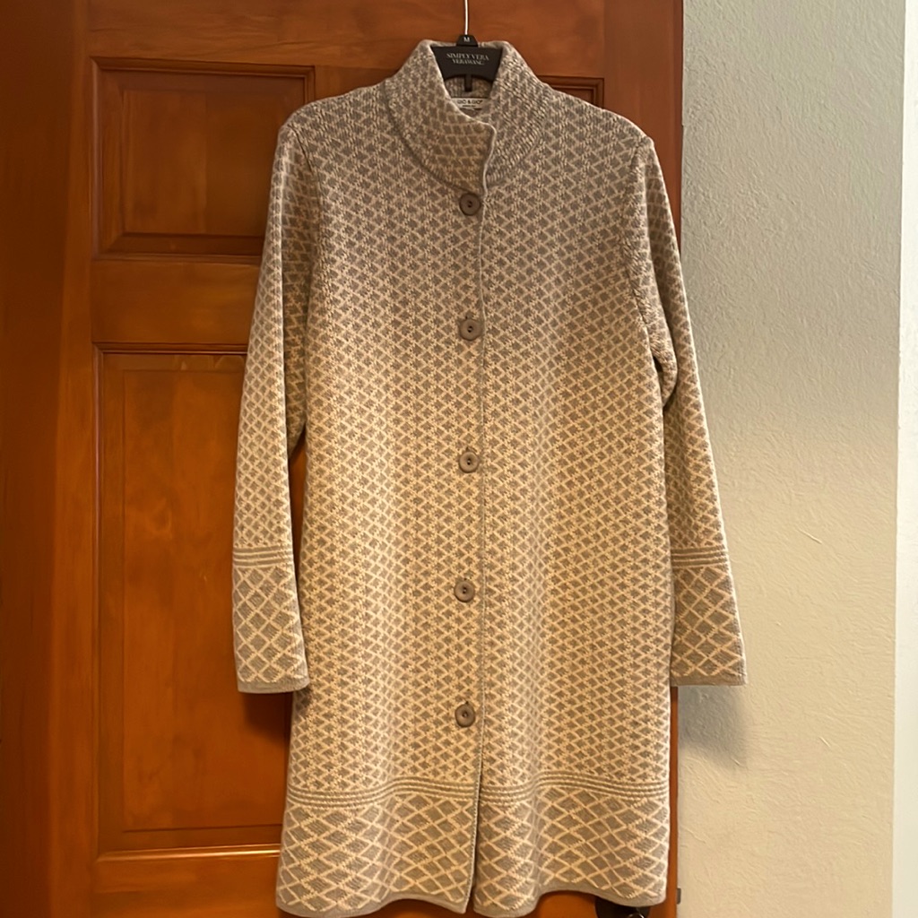 Gio & Gio Italian Wool Blend Long Cardigan Coat
